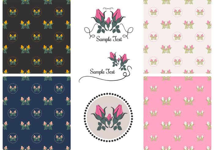 Free Vector Vintage Rose Patterns 