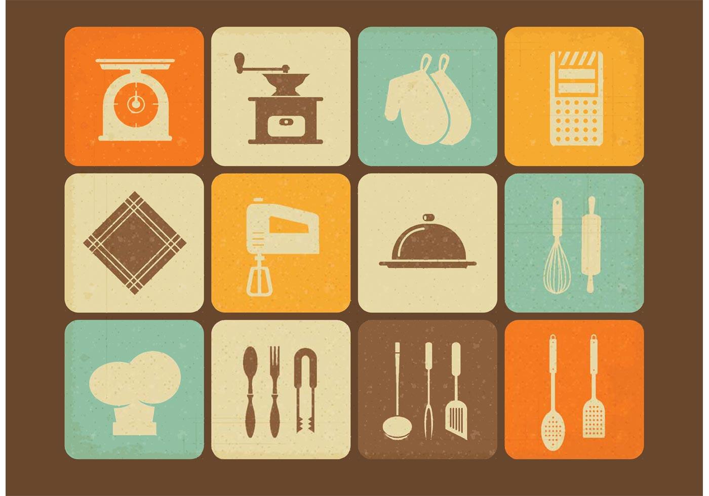 Free Vintage Kitchen Utensils Vector Icons 85611 Vector Art at Vecteezy