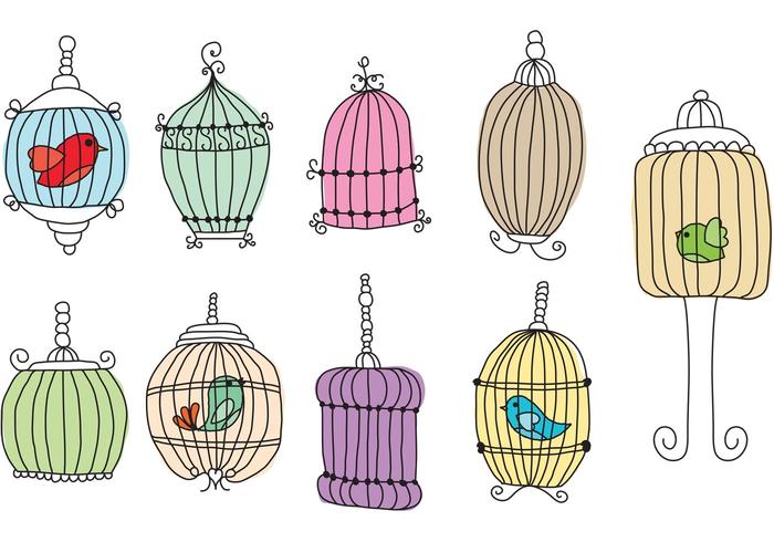 Hand Writing Bird Cages vector