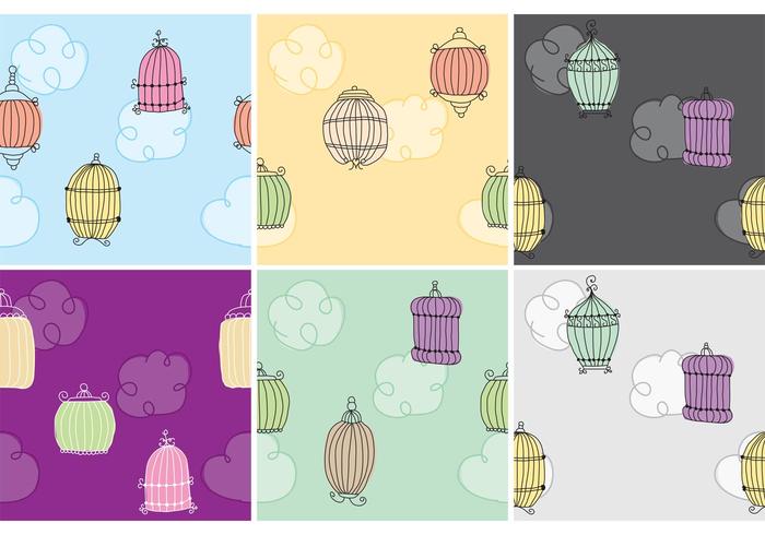 Hand Drawn Bird Cage Patterns vector