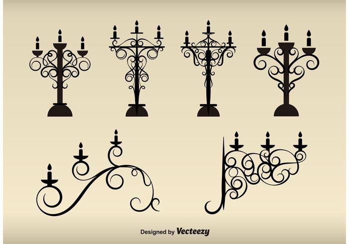 Vintage Lamps Silhouettes vector