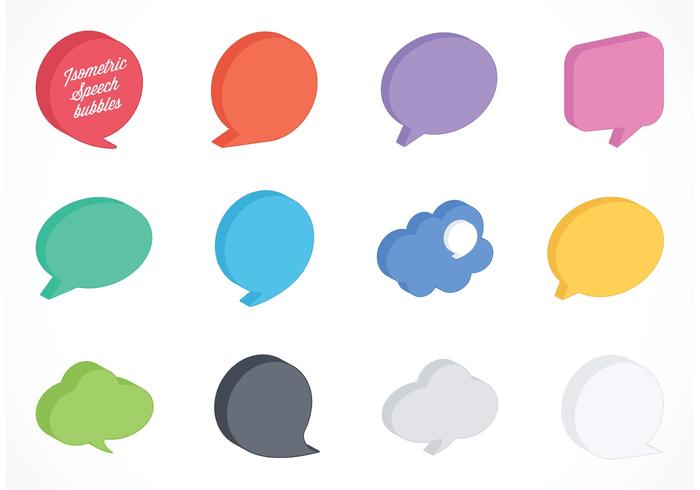 Free Vector Isometric Speech Bubbles