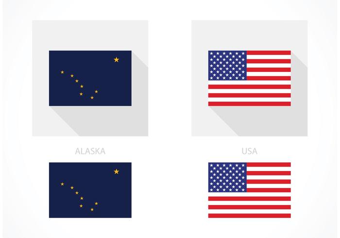 Free Alaska And USA Flag Vector