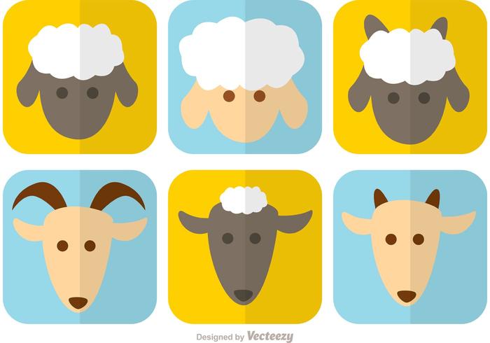 Goat and Sheep Vector Faces 