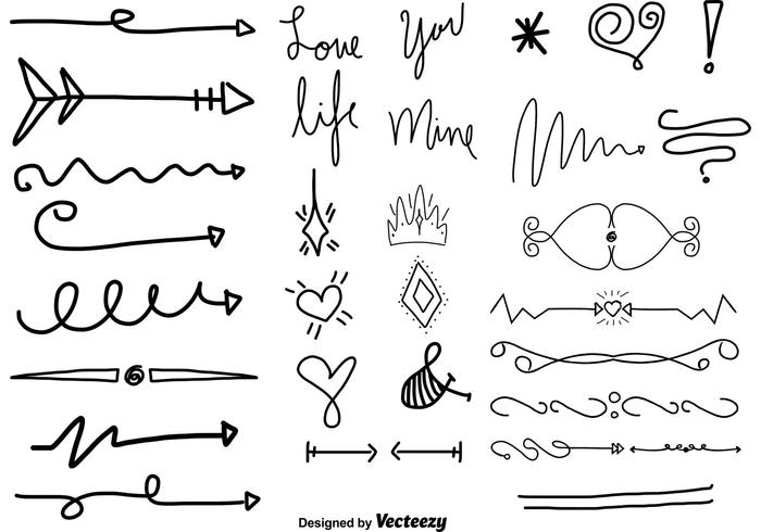 Gráficos de amor dibujados a mano vector