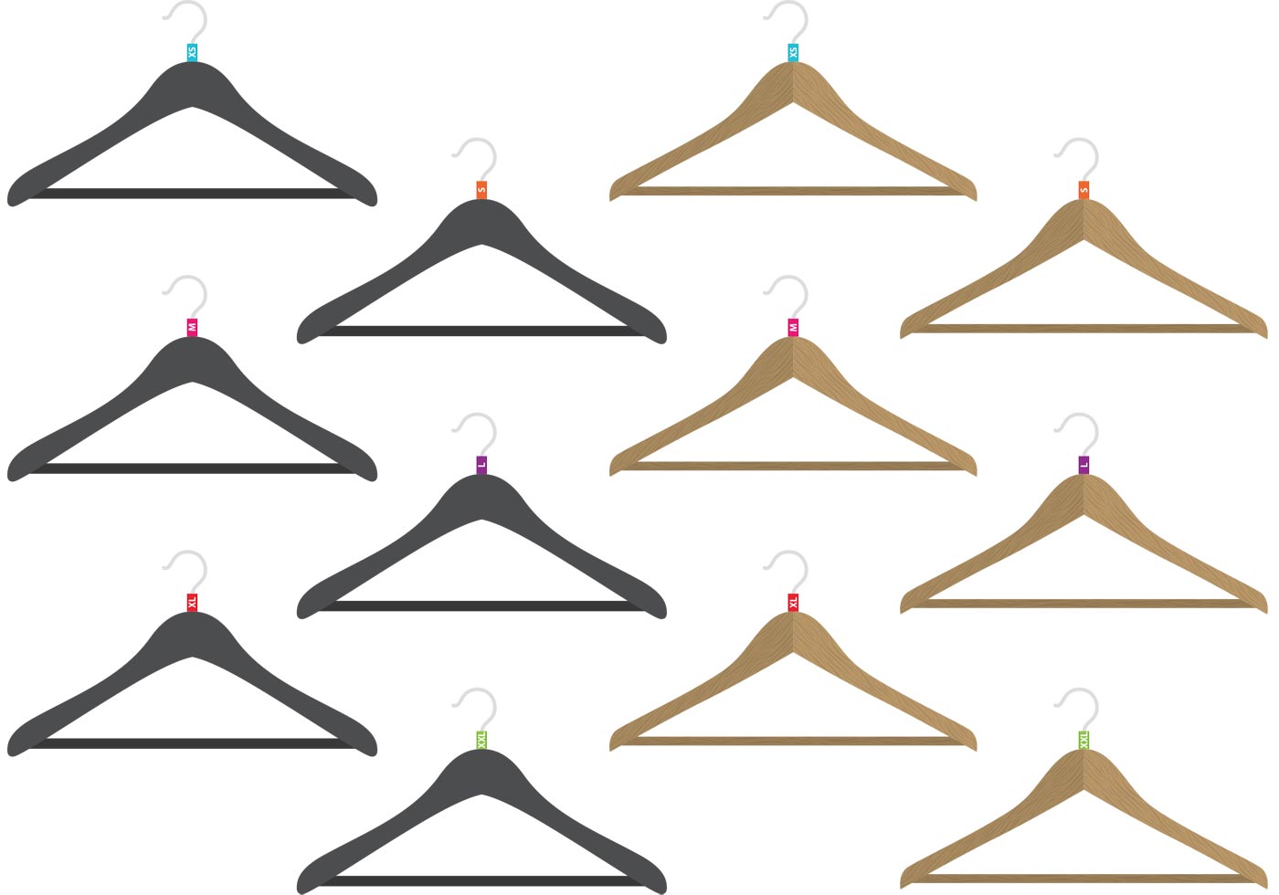 Coat Hanger Vectors with Sizes Download Free Vector Art, Stock