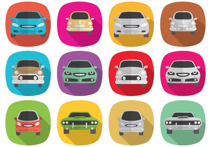 Long Shadow Car Icons  vector