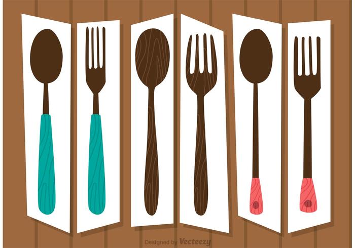 Retro Cutlery Sets Vectors Pack