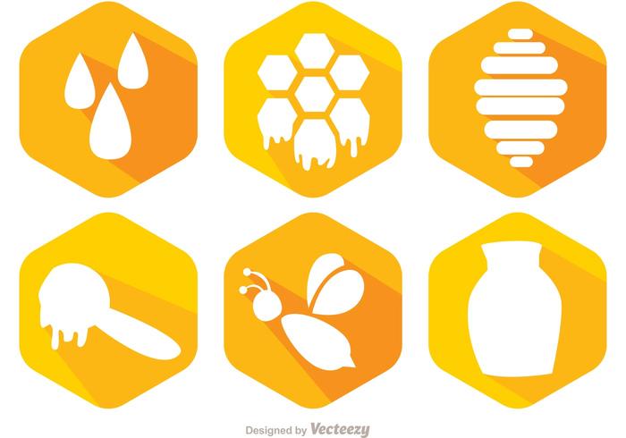 Iconos De Abeja Y Miel vector