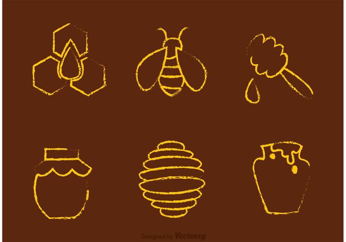Chalk Drawn Bee And Honey Vectors 