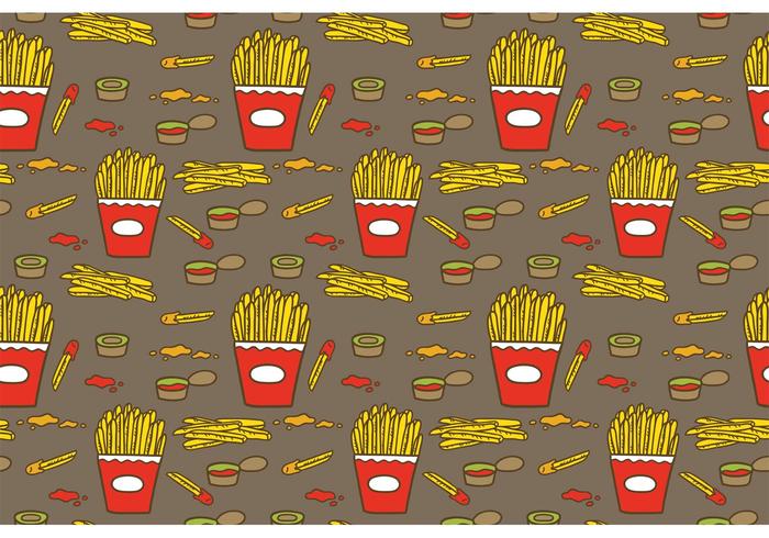 Free Fries with Sauce Pattern Vector