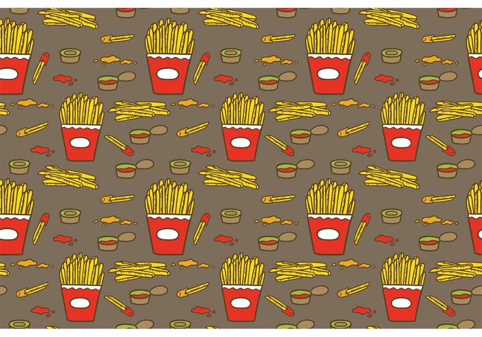 Free Fries with Sauce Pattern Vector