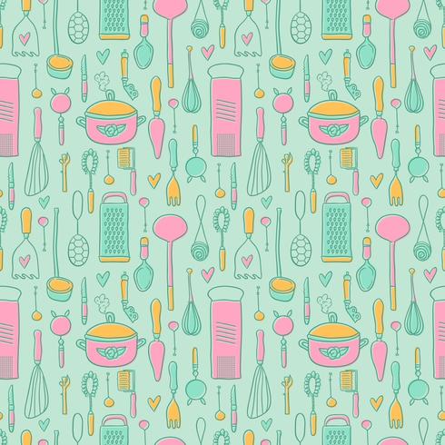 Vintage Kitchen Pattern Vector