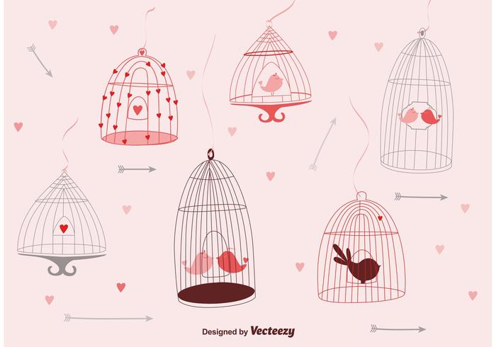 Cute Bird Cages vector