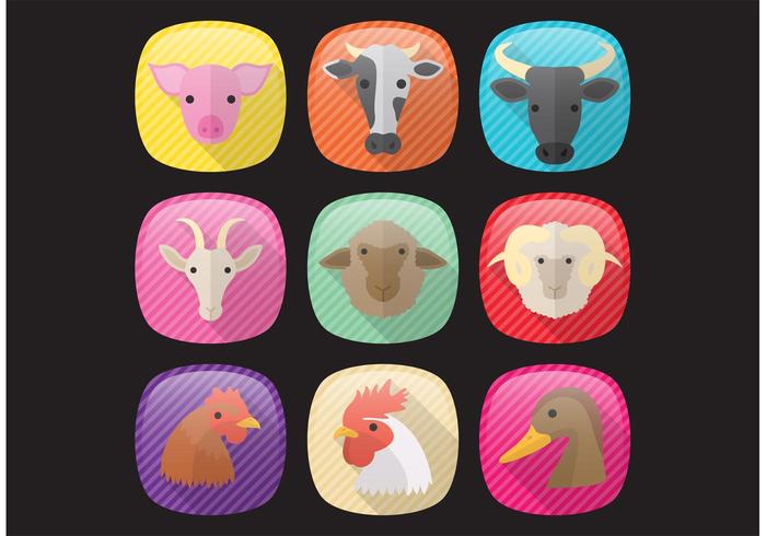 Iconos de animales de granja vector