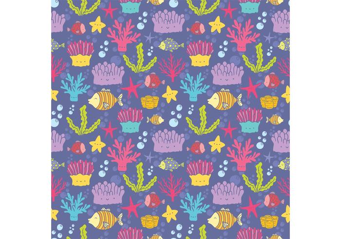 Free Coral Reef Fish Seamless Pattern Vector