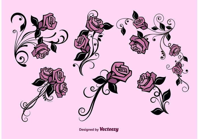 Vector conjunto de flores