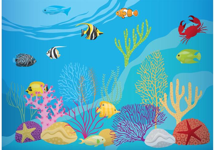 Arrecife de coral con peces vector