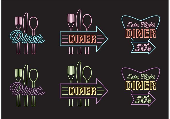 50's Diner Advertising Sign Vectors 