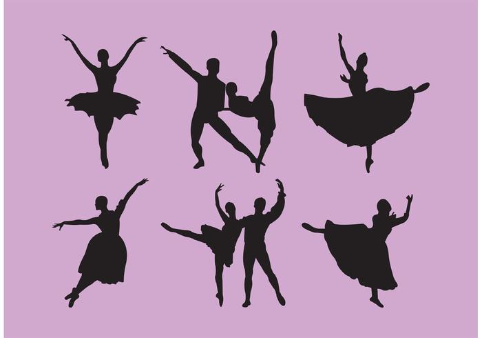 Set of Nutcracker Ballet Dancer Silhouettes vector