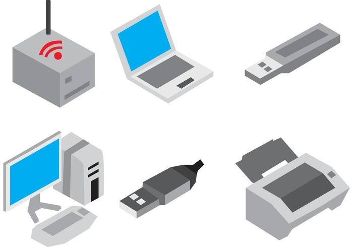 Icones vectoriales de dispositivos isométricos vector