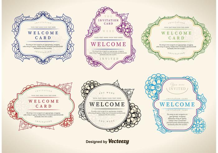 Floral Welcome Label Vectors