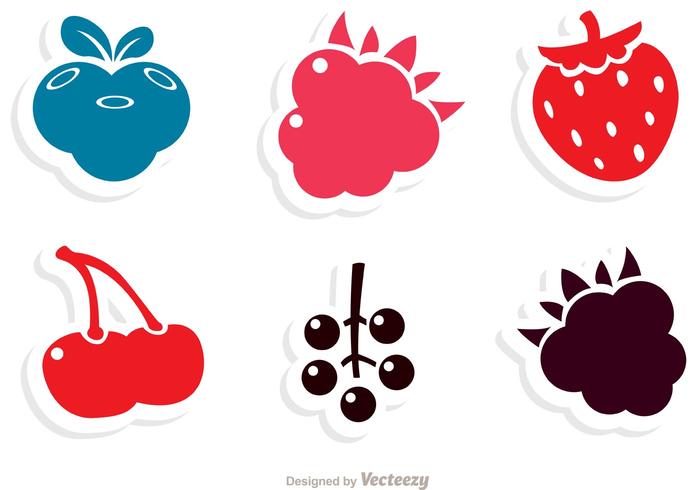 Simple Berry Fruits Icons Vector