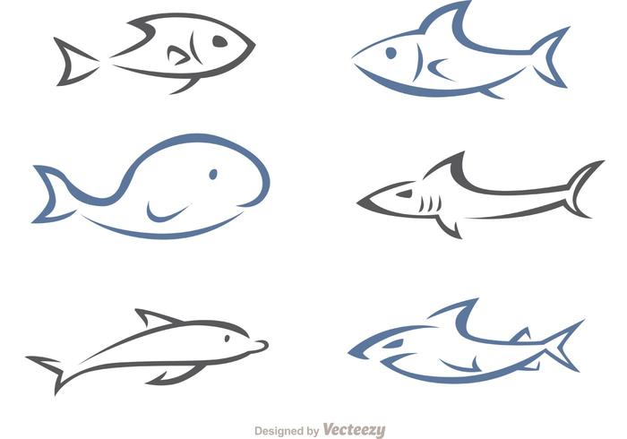 Animales lineales simples mar vector