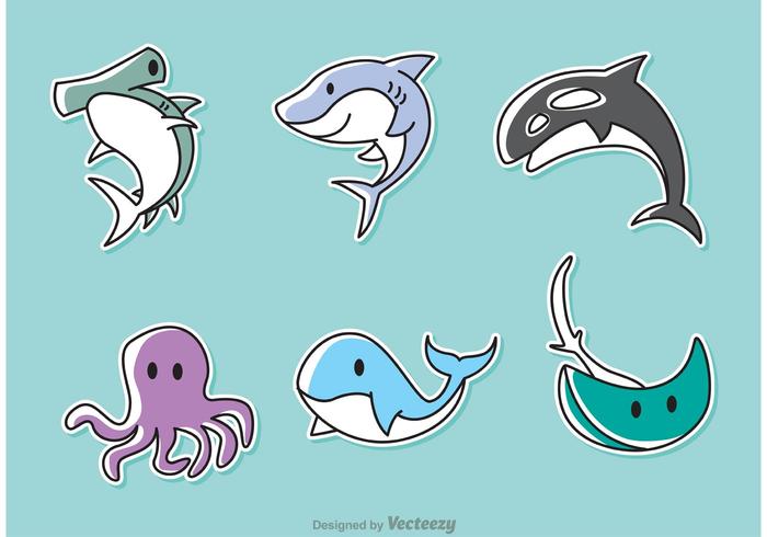 Vectores de dibujos animados de animales de mar