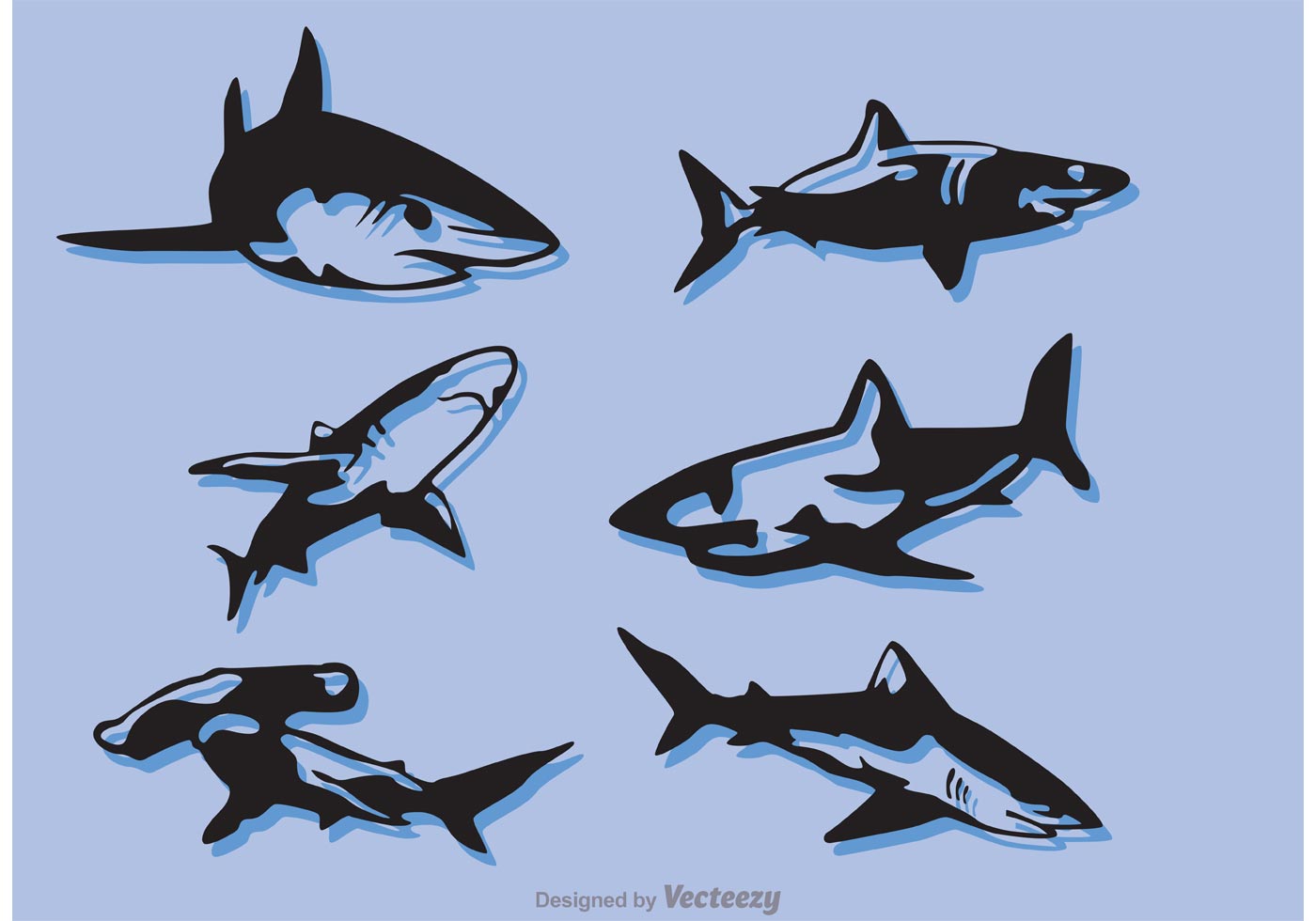 Download Set Of Shark Vectors - Download Free Vectors, Clipart ...