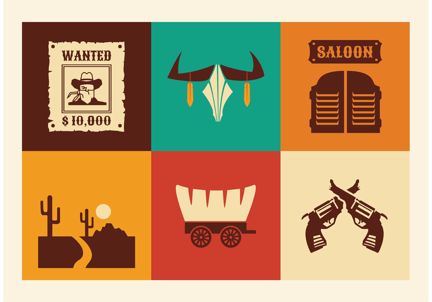 Download Free Vector Wild West Icons 86207 Vector Art at Vecteezy