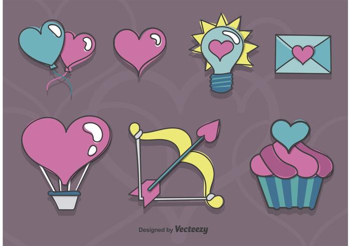 Sketchy Valentine Icons vector