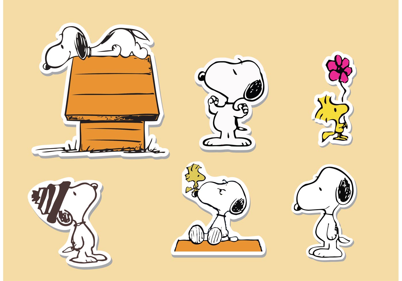 Snoopy Sticker Vectors - Download Free Vector Art, Stock Graphics & Images
