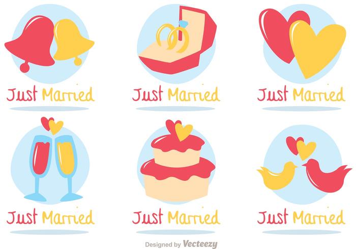 Just Married Flat Icons Vector