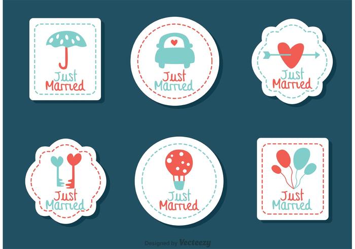 Stitched Just Married Wedding Vectors