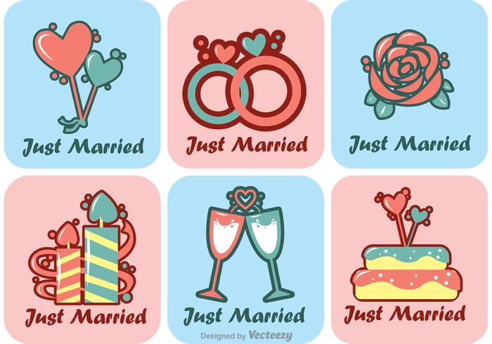 Cartoon Just Married Vectors