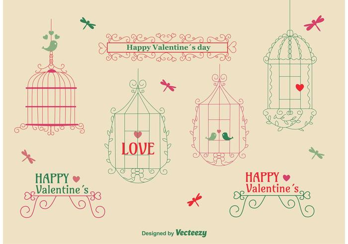 Love Vintage Bird Cage Pack vector