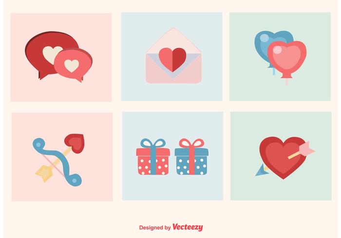 Iconos de la tarjeta del día de San Valentín y del amor vector