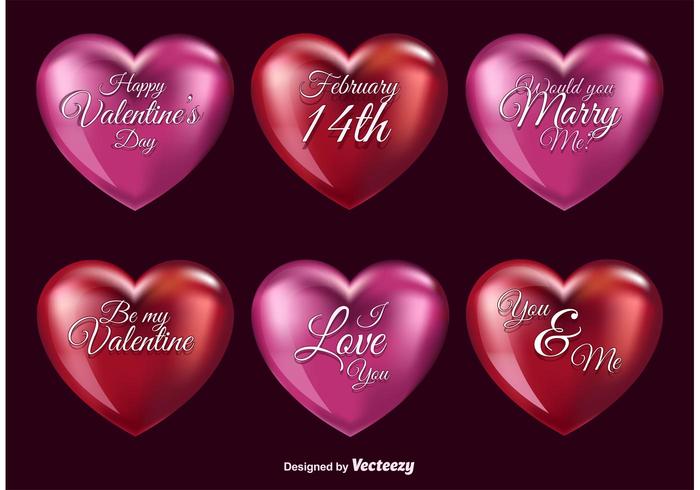 Corazones del amor 3D vector