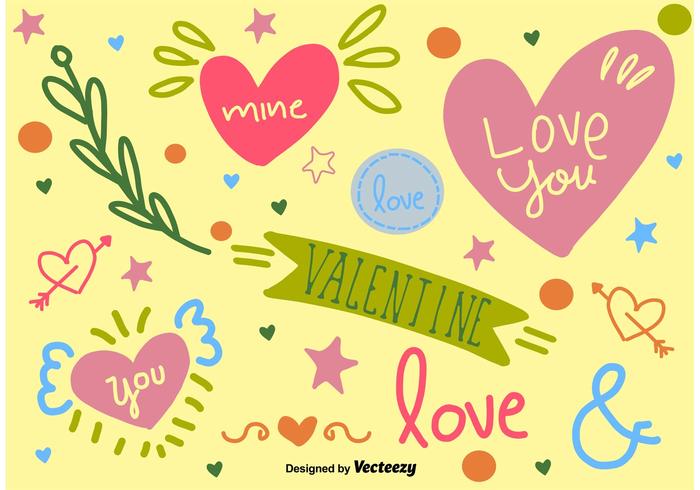 Cute Hand-drawn love graphics vector