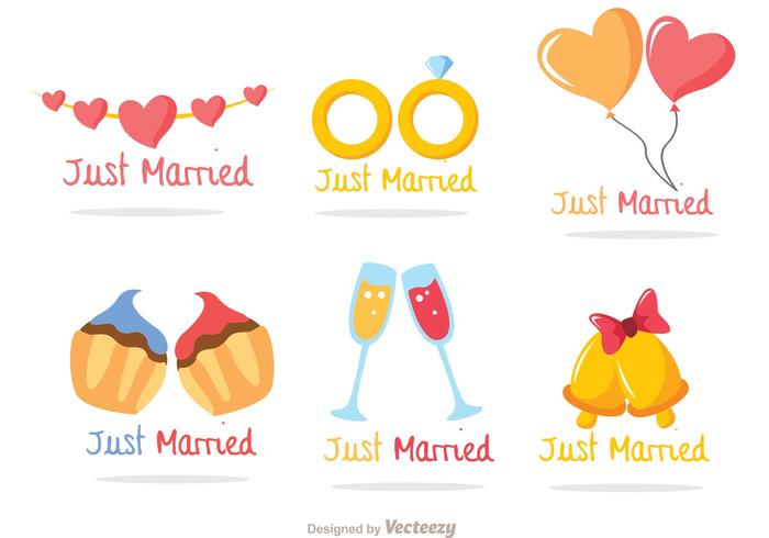 Just Married Colorful Vectors