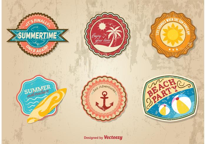 Summer Time Retro Stickers vector