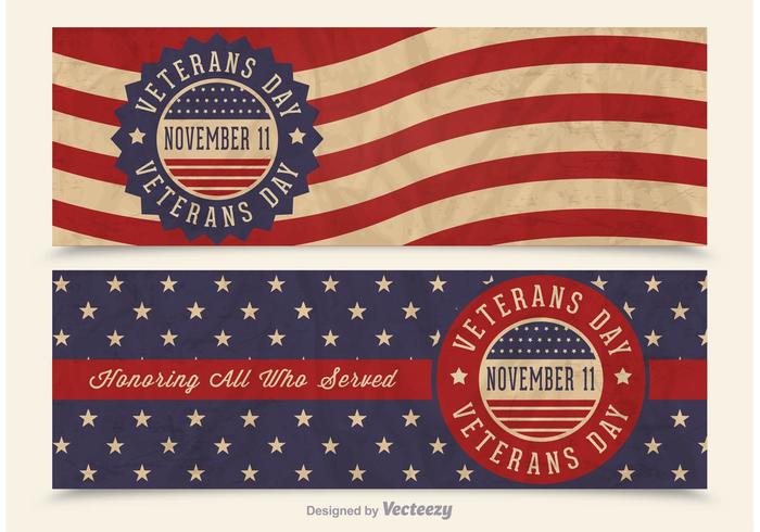 Free Veterans Day Vector Retro Banners