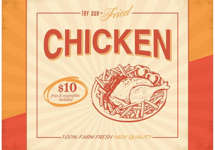 Free Retro Fried Chicken Vector Poster Free Retro Fried Chicken Vector Poster
