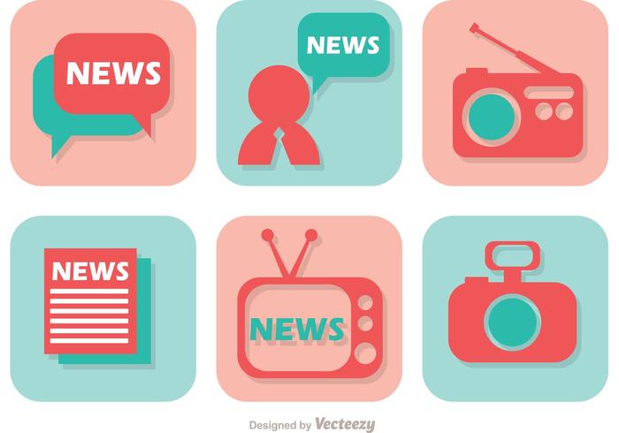 News Media Icons Vector