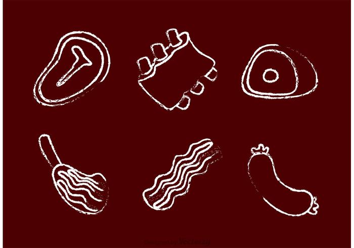 Chalk Drawn Meat Vectors