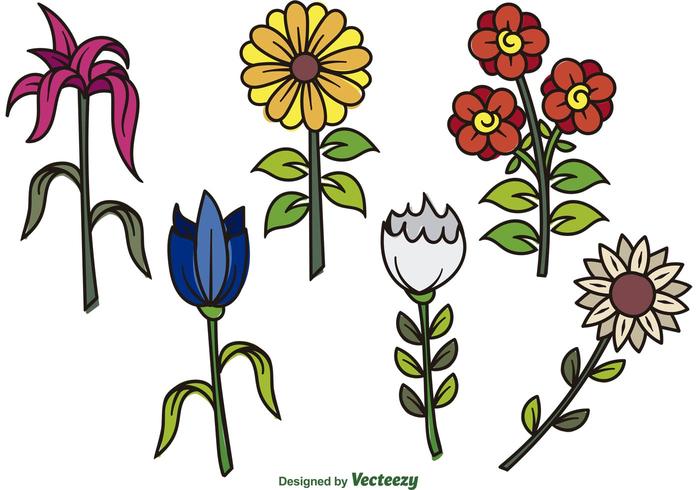 Cartoon Hand Drawn Flower Vectors Cartoon Hand Drawn Flower Vectors