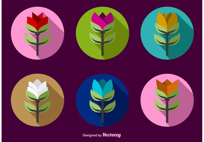 Colour Flat Flower Icon Vectors