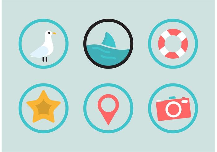 Beach icons vector