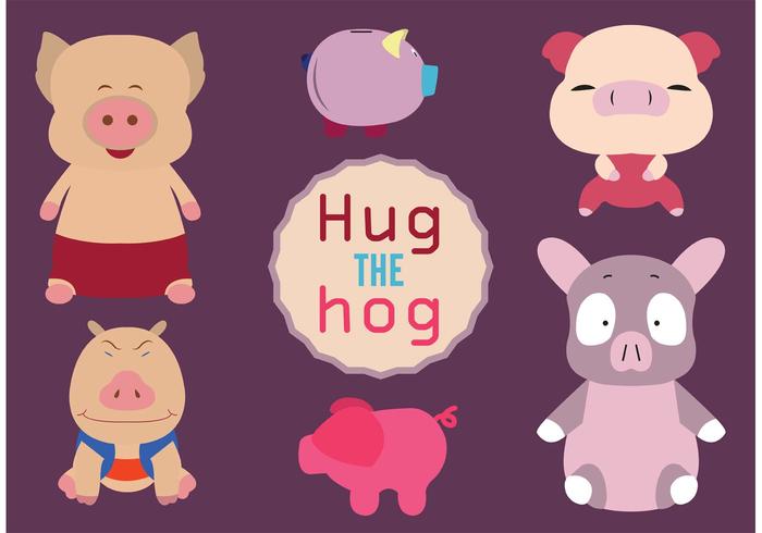 Cute Hog Vectors Cute Hog Vectors